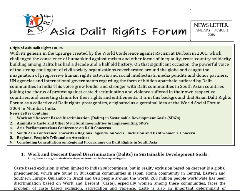 Newsletter 1 Jan-Mar 2016